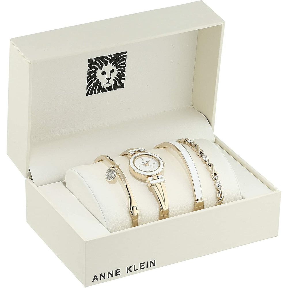 Anne Klein Women's AK/3284WTST Premium Crystal Accented Watch and Bangle Set - 3alababak
