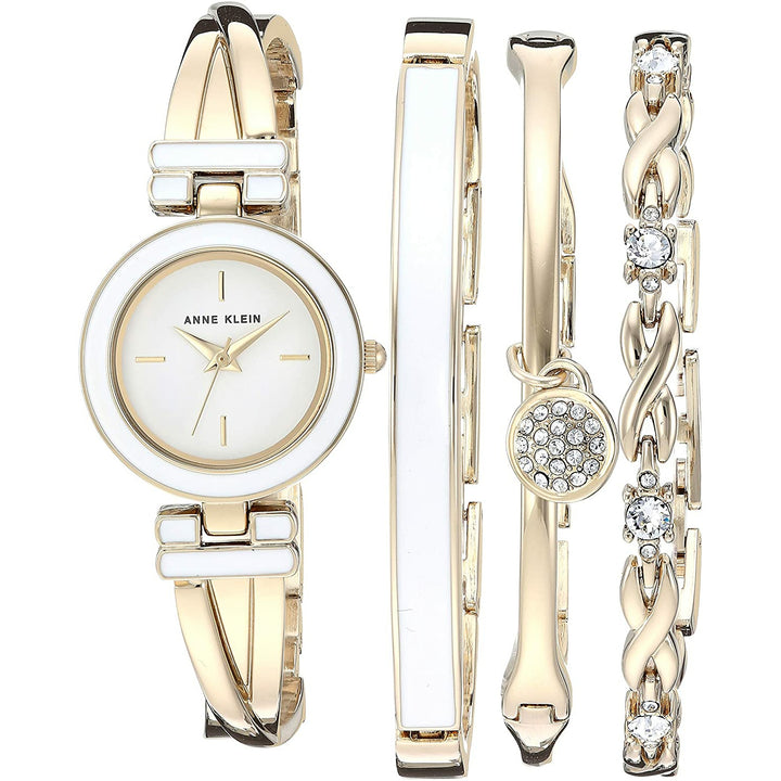 Anne Klein Women's AK/3284WTST Premium Crystal Accented Watch and Bangle Set
