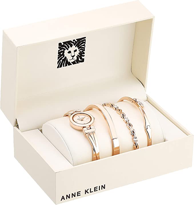 Anne klein women's bangle watch discount and swarovski crystal accented bracelet set