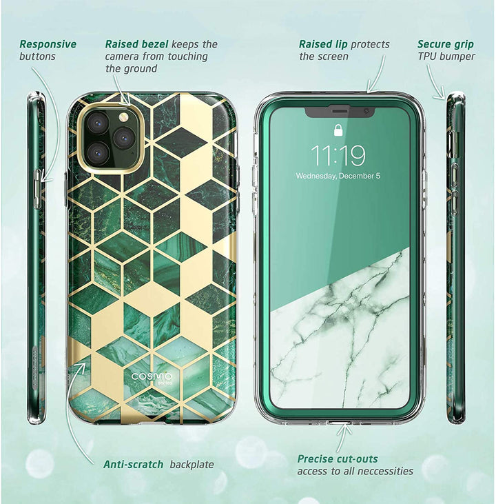 i-Blason Cosmo Series Case for iPhone 11 Pro 5.8 inch, Slim Full-Body Stylish Protective Case with Built-in Screen Protector (Green)