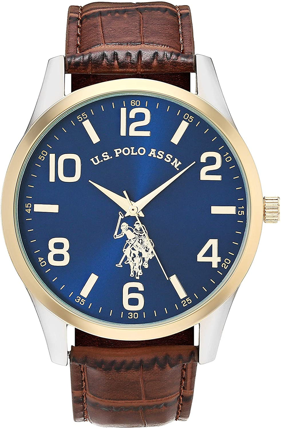 U.S. Polo Assn. Men's Quartz Watch with Alloy Strap, Brown, 16 (Model: USC50509AZ) - 3alababak