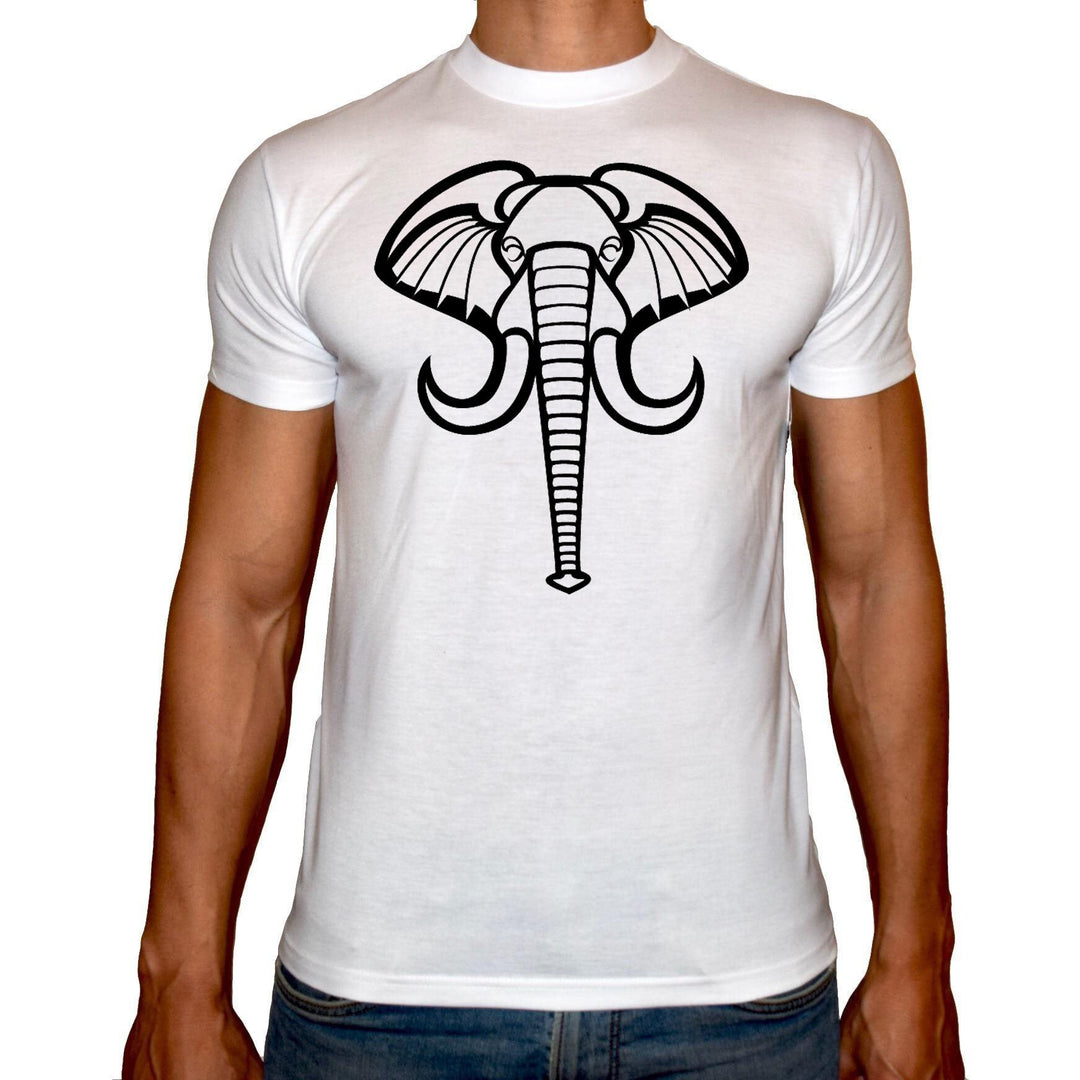 Phoenix WHITE Round Neck Printed T-Shirt Men (Elephant) - 3alababak