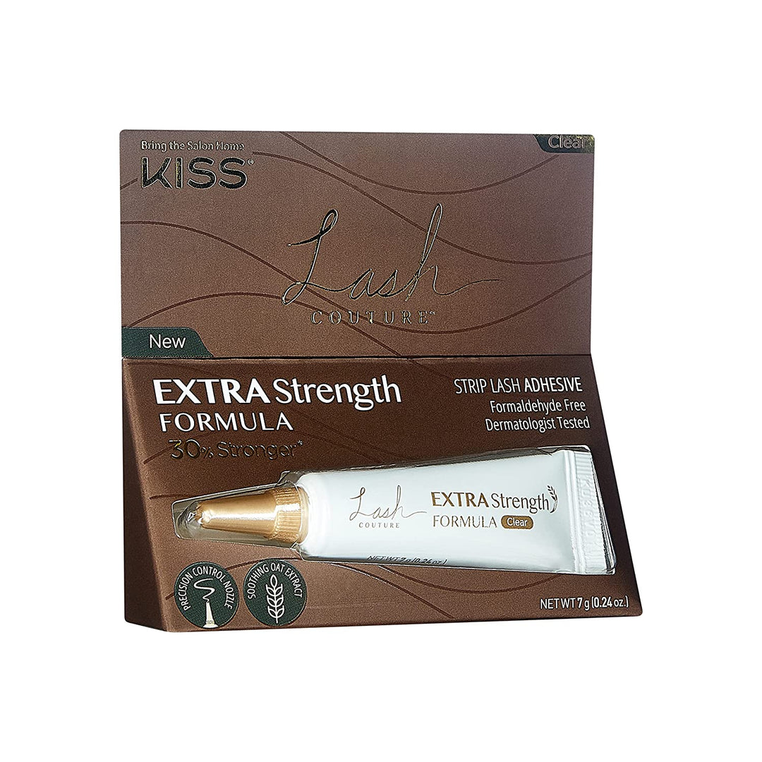 KISS Lash Couture Clear Latex Strip Lash Adhesive with Soothing Oat Extract, Precision Control Nozzle, Dermatologist Tested, Contact Lens Friendly, Formaldehyde Free, Waterproof, 0.24 Oz. - 3alababak