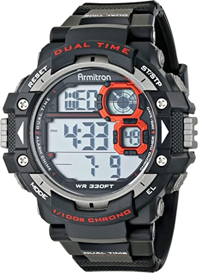 Armitron Sport Men's 40/8309RED Digital Chronograph Watch Black/Orange - 3alababak
