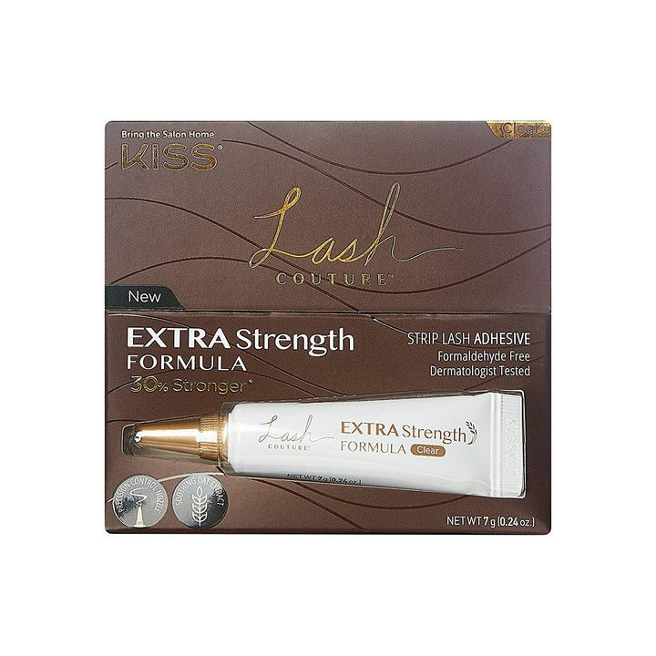 KISS Lash Couture Clear Latex Strip Lash Adhesive with Soothing Oat Extract, Precision Control Nozzle, Dermatologist Tested, Contact Lens Friendly, Formaldehyde Free, Waterproof, 0.24 Oz. - 3alababak