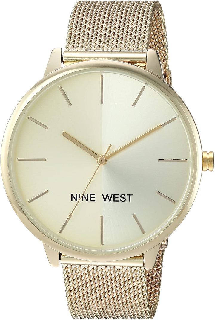 Nine West Women's NW/1980CHGB Gold-Tone Mesh Bracelet Watch - 3alababak