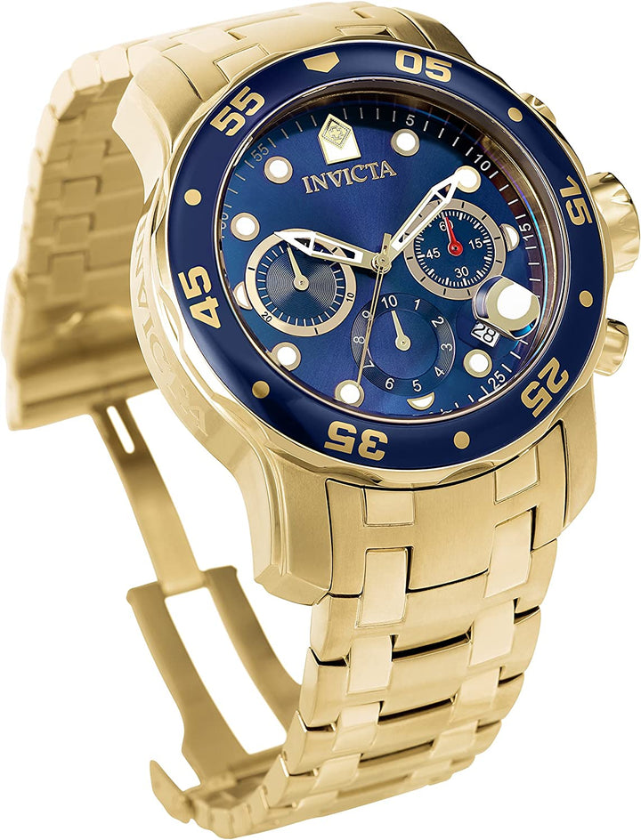 Invicta Men's 0073 Pro Diver Collection Chronograph 18k Gold-Plated Watch with Link Bracelet - 3alababak