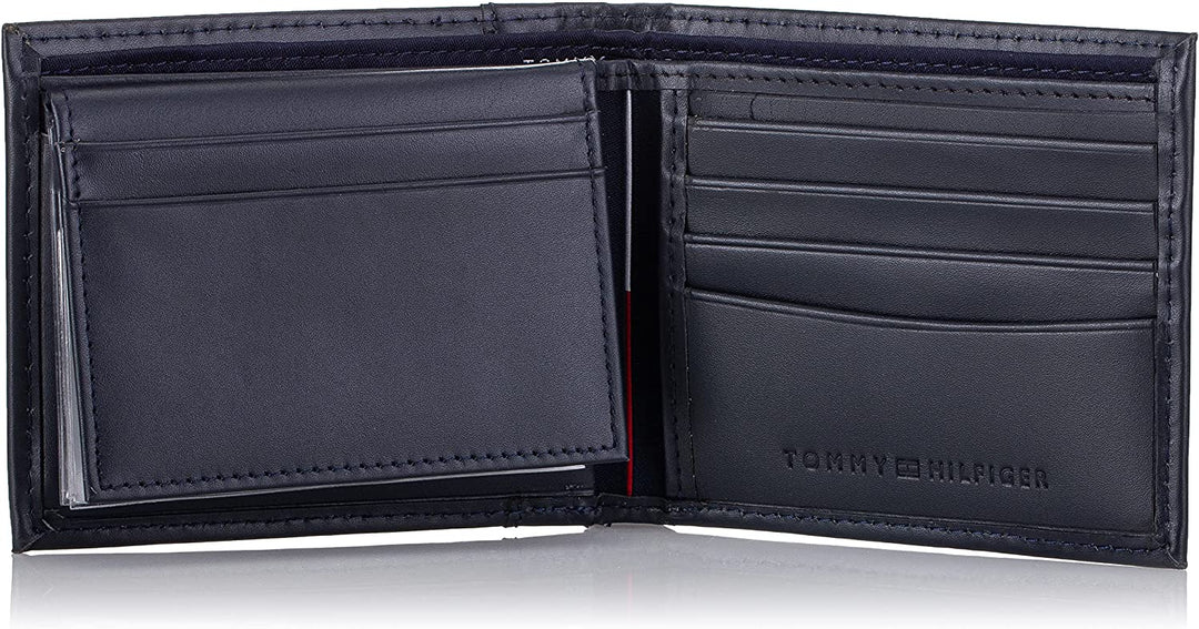 Tommy Hilfiger Men's Leather Wallet 31TL22X063 Bifold with 6 Credit Card Pockets and Removable ID Window, Navy Cambridge