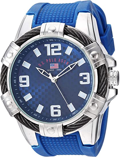 U.S. Polo Assn. Men's Quartz Watch with Rubber Strap, Blue US9681 - 3alababak