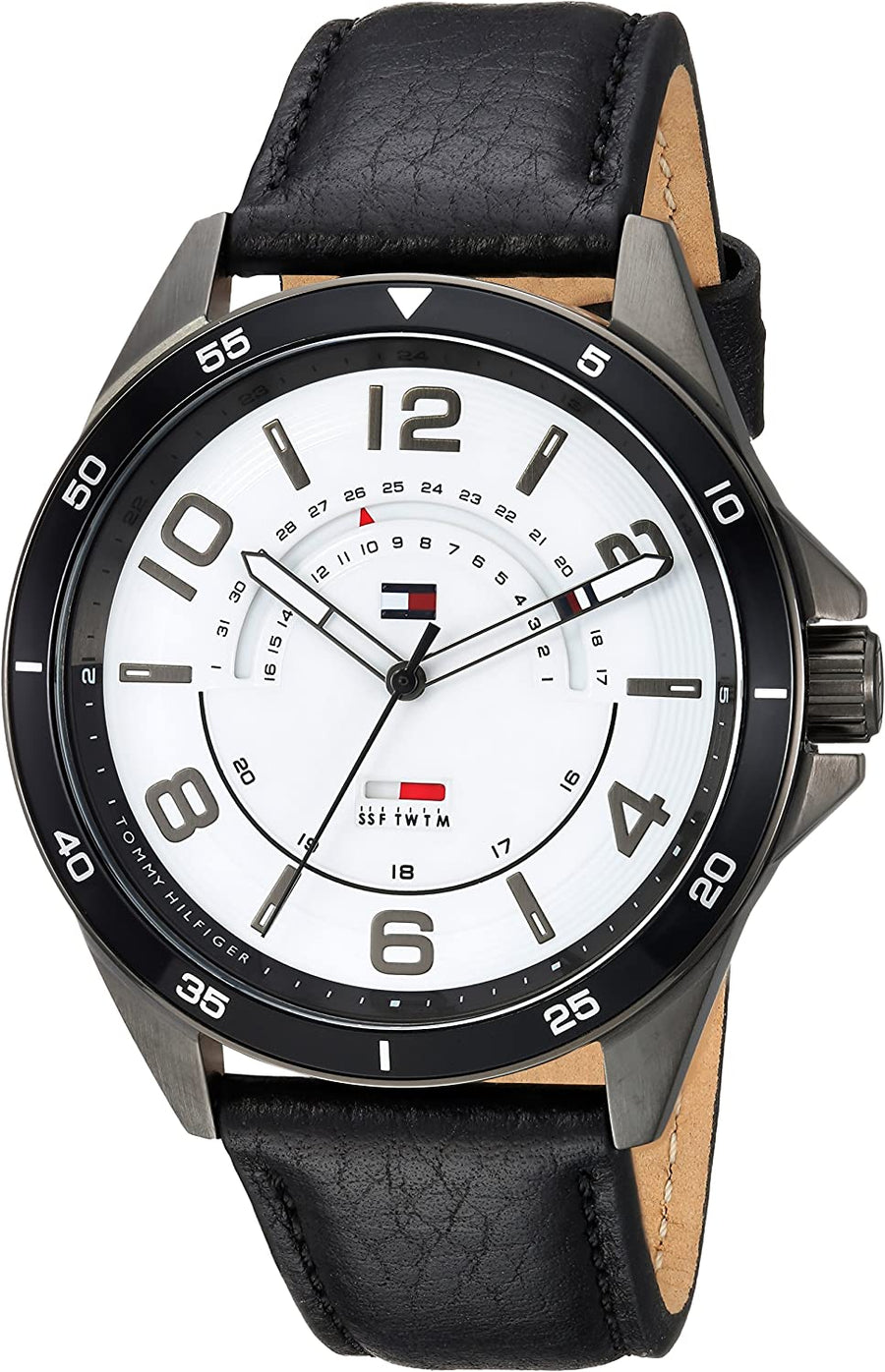 Tommy Hilfiger Mens Quartz Watch, Analog Display and Leather Strap 1791396 - 3alababak