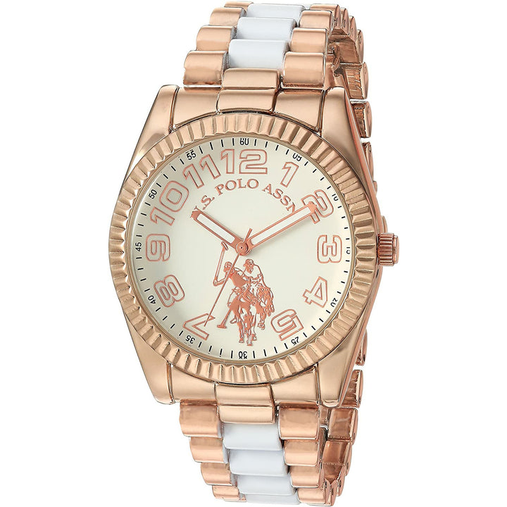 U.S. Polo Assn. Women's USC40125 Analog-Quartz Watch with Alloy Strap, Two Tone - 3alababak