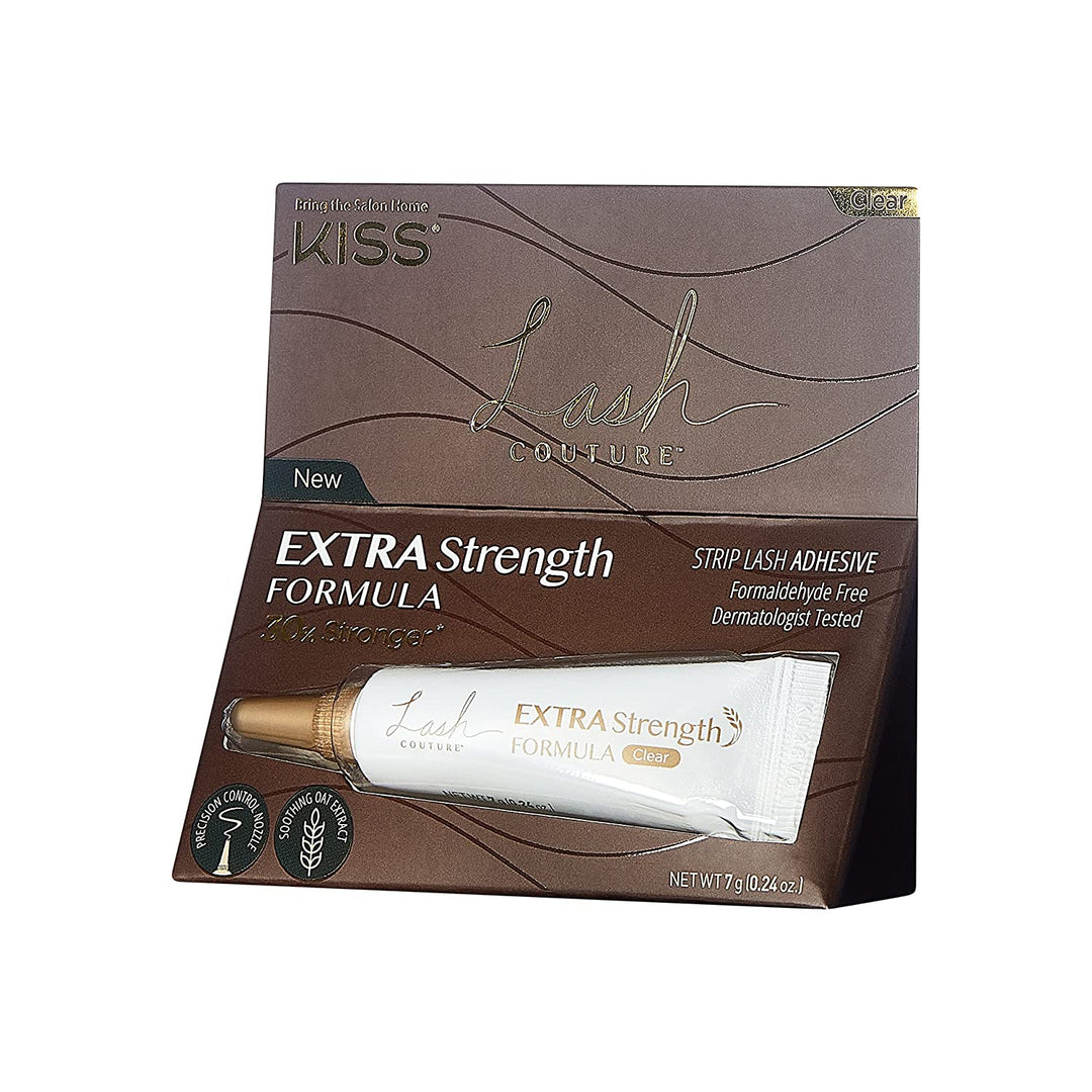 KISS Lash Couture Clear Latex Strip Lash Adhesive with Soothing Oat Extract, Precision Control Nozzle, Dermatologist Tested, Contact Lens Friendly, Formaldehyde Free, Waterproof, 0.24 Oz. - 3alababak