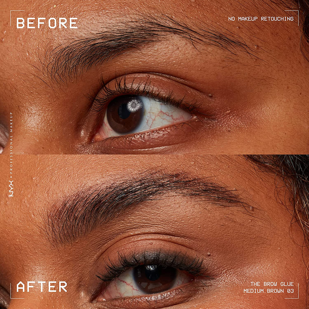 NYX PROFESSIONAL MAKEUP The Brow Glue, Extreme Hold Tinted Eyebrow Gel - Medium Brown - 3alababak