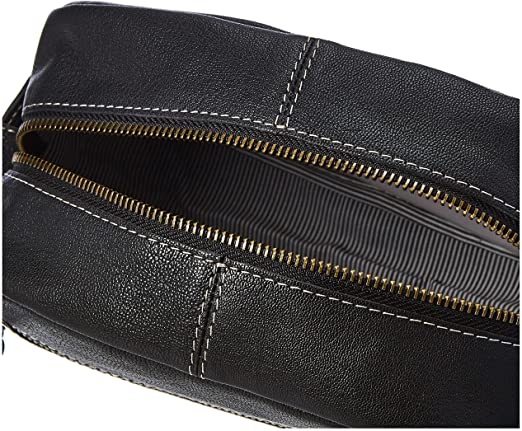 Timberland Men's Rugged Wash Leather Travel Kit, Black - 3alababak