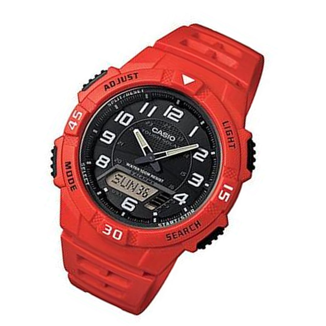 Casio Men's AQ-S800W-4BVCF Solar-Power Red Resin Watch - 3alababak