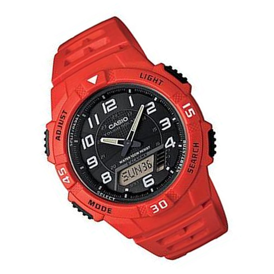 Casio Men's AQ-S800W-4BVCF Solar-Power Red Resin Watch - 3alababak