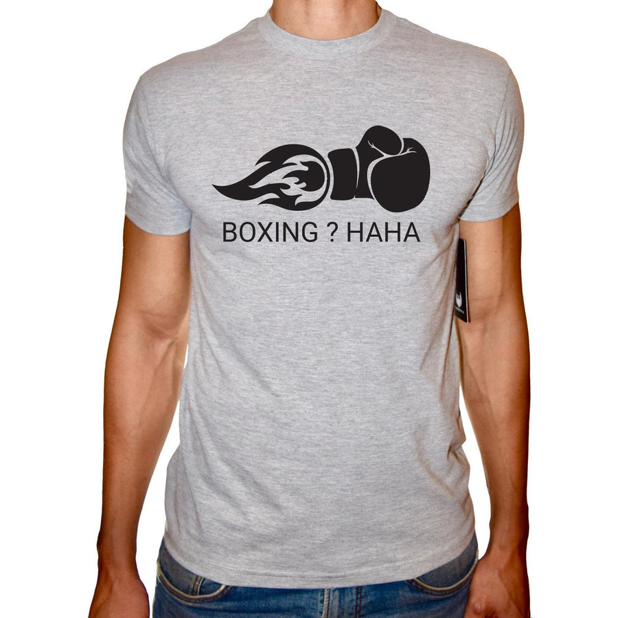 Phoenix GREY Round Neck Printed T-Shirt Men ( Boxing- hahaha ) - 3alababak