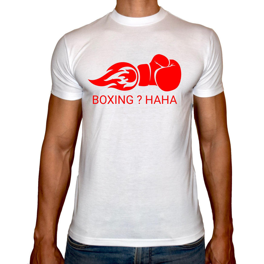 Phoenix WHITE Round Neck Printed T-Shirt Men ( Boxing- hahaha ) - 3alababak