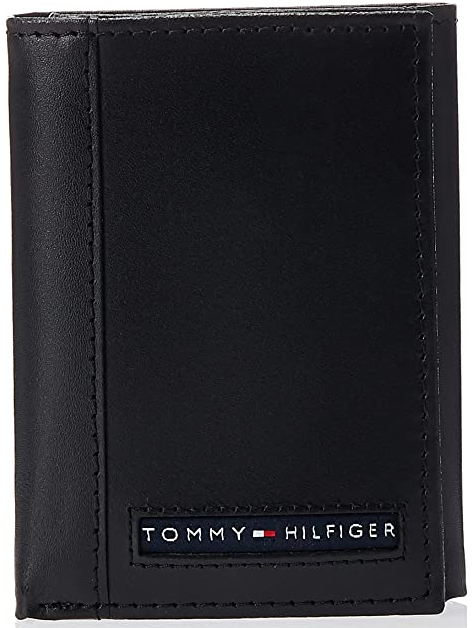 Tommy Hilfiger Men's Leather 31TL11X033 Cambridge Trifold Wallet, Black - 3alababak