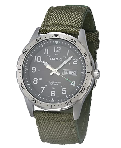 Casio Men's Solar Powered Stainless Steel Quartz Cloth Strap (Model: MTP-S120L-3AVCF) - 3alababak