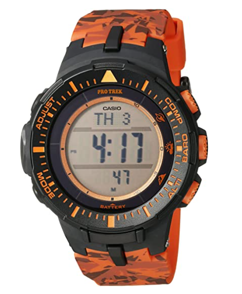 Casio Men's PRG-300CM-4CR Pro Trek Triple Sensor Tough Solar Digital Display Quartz Orange Watch - 3alababak