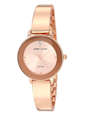 Anne Klein Women's Genuine Diamond Dial Bangle Watch AK/3566RGRG - 3alababak