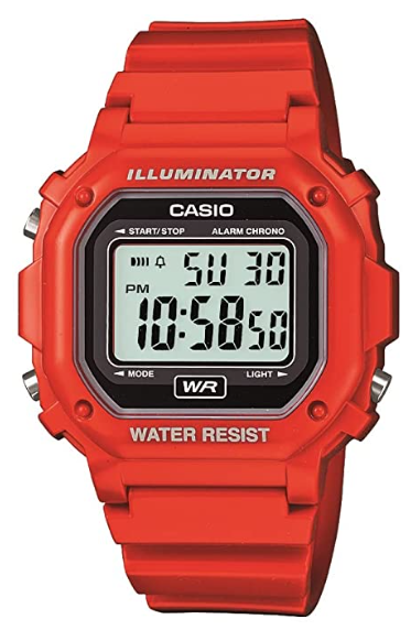 Casio Unisex F-108WH-1ACF Big Square Digital Display Quartz Red Watch - 3alababak