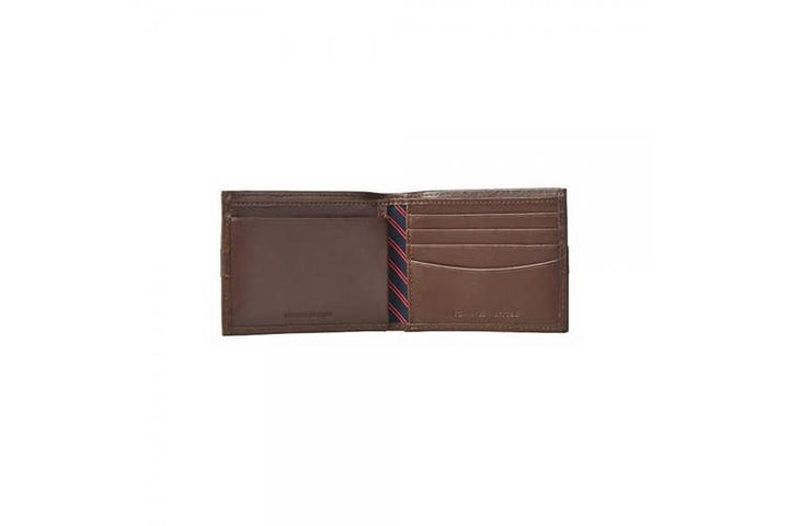 Tommy Hilfiger 31TL22X062 Men's Thin Sleek Casual Bifold Wallet , Cognac Brown - 3alababak