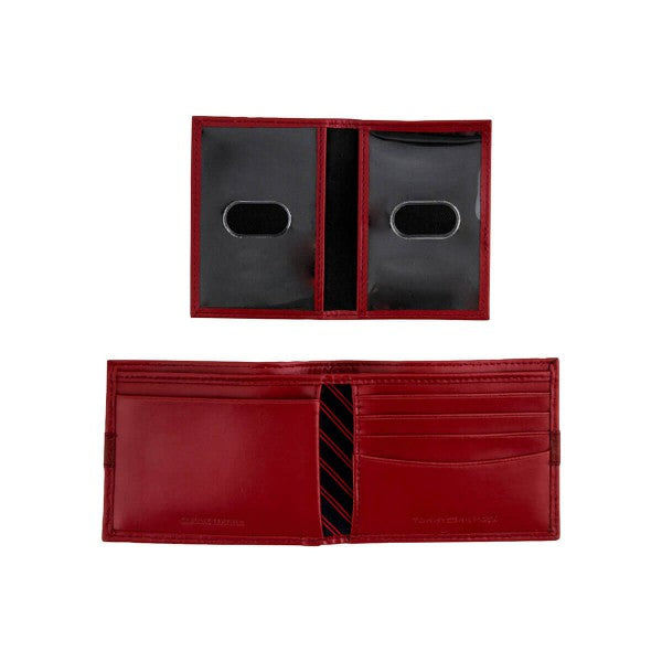 Tommy Hilfiger Men's 31TL22X062 Leather Wallet Slim Bifold - Red - 3alababak