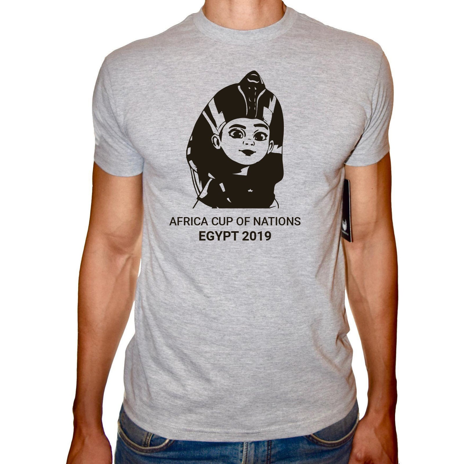 Phoenix GREY Round Neck Printed T-Shirt Men - Tut Egypt - 3alababak