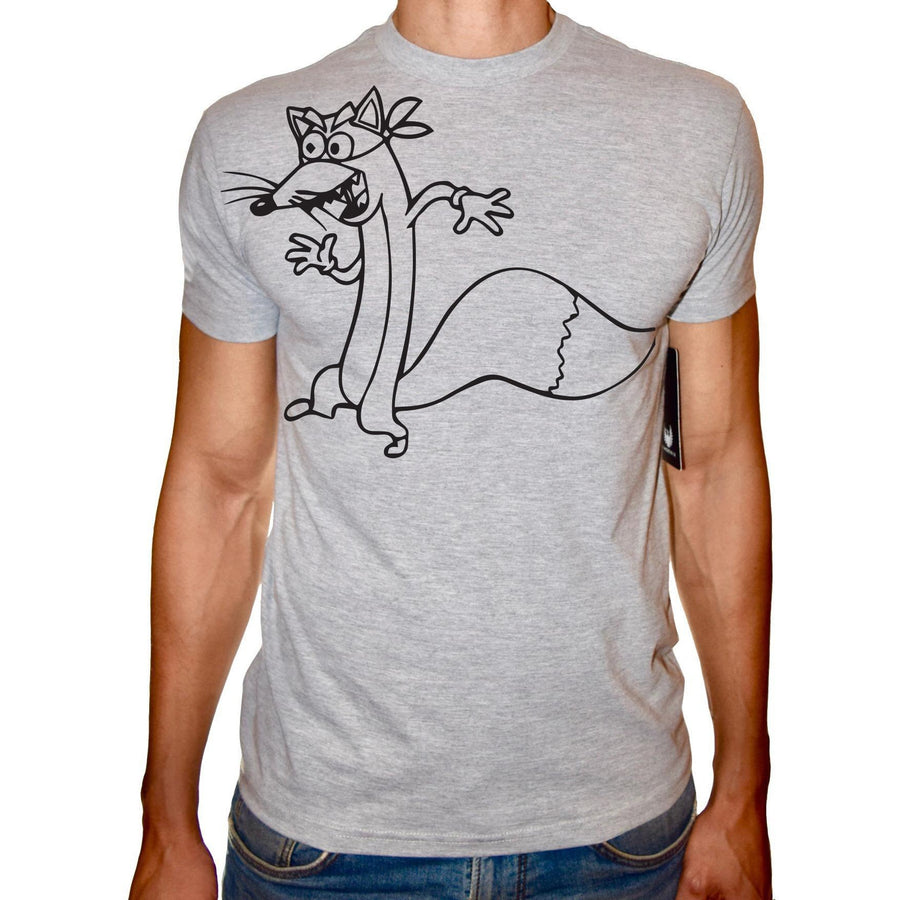 Phoenix GREY Round Neck Printed T-Shirt Men(cartoon wolf) - 3alababak