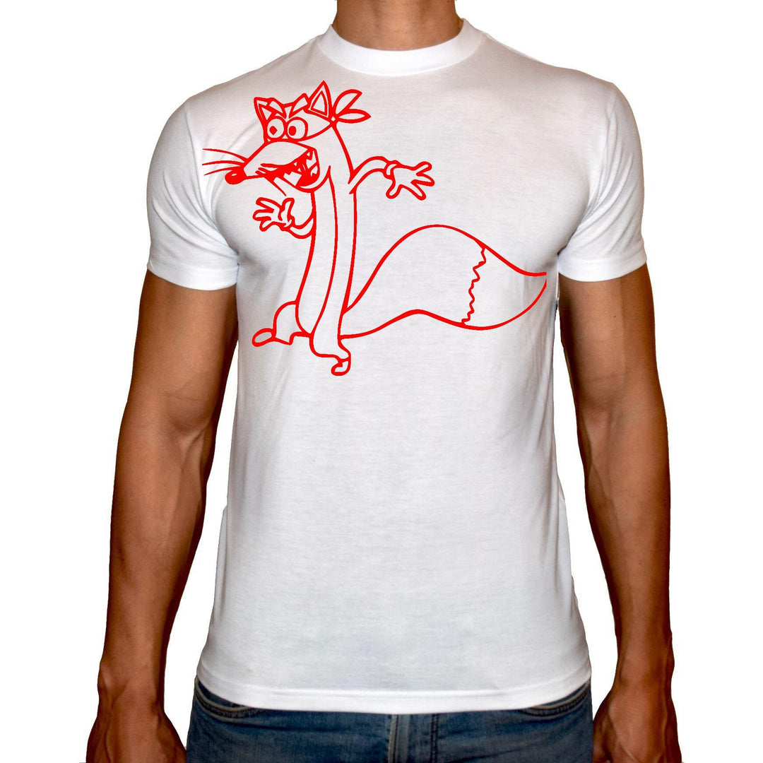 Phoenix WHITE Round Neck Printed T-Shirt Men(cartoon wolf) - 3alababak