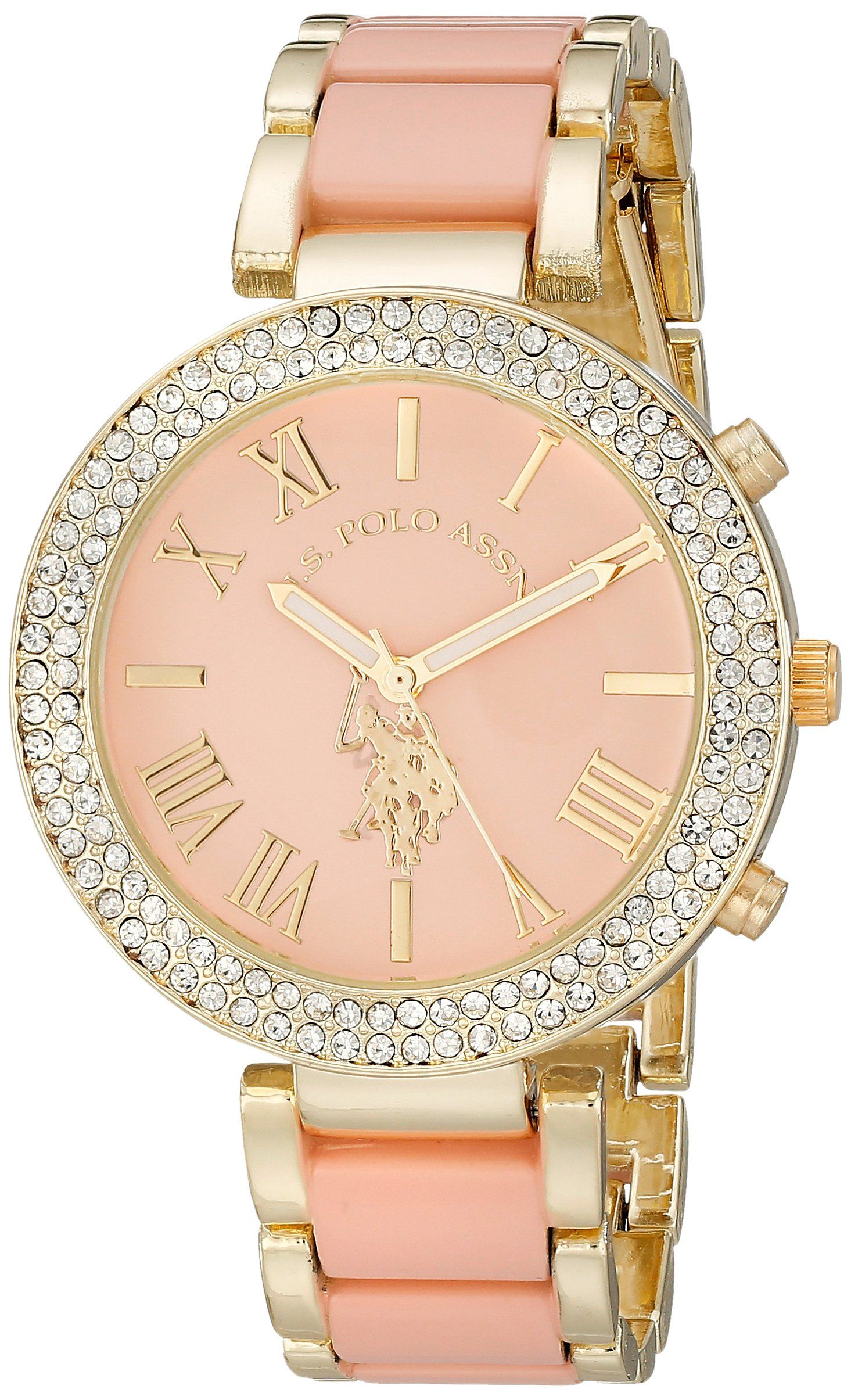 U.S. Polo Assn. Women's USC40063 Gold­ Tone and Pink Bracelet Watch - 3alababak
