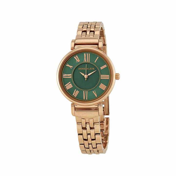 Anne Klein Women's AK/2158GNRG Rose Gold/Green Bracelet Watch