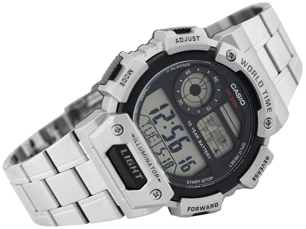 Casio Men's Quartz Stainless Steel Silver Band Watch - AE-1400WHD-1AV - 3alababak