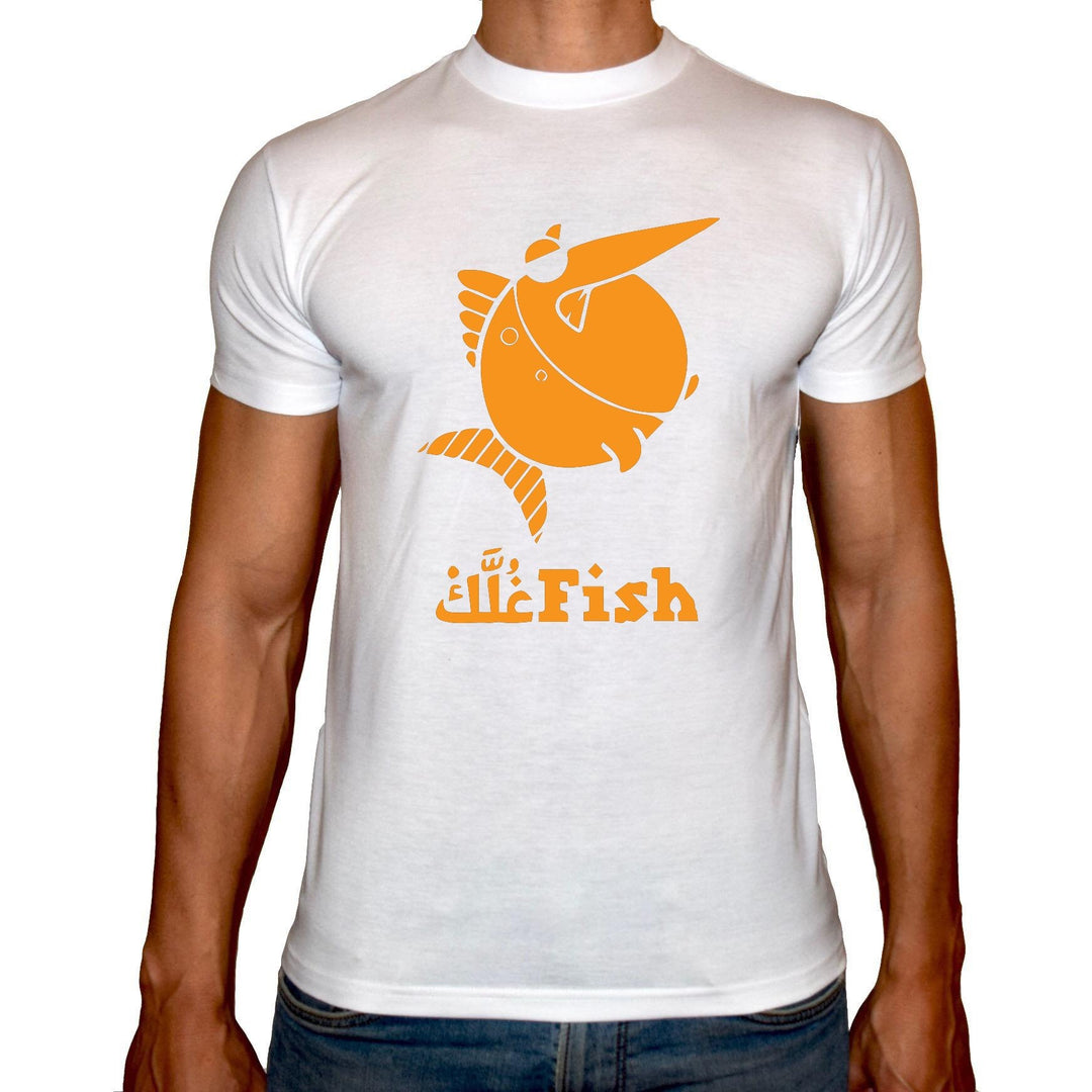 Phoenix WHITE Round Neck Printed T-Shirt Men(fish 3elk) - 3alababak