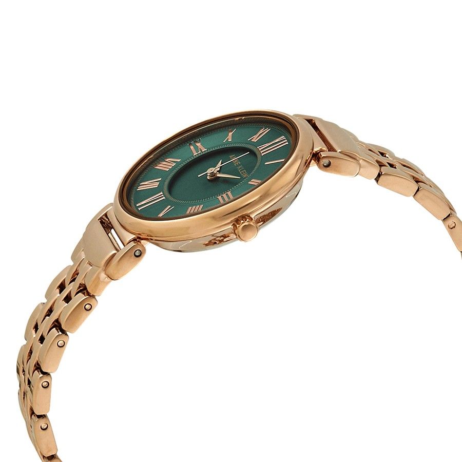 Anne Klein Women's AK/2158GNRG Rose Gold/Green Bracelet Watch - 3alababak