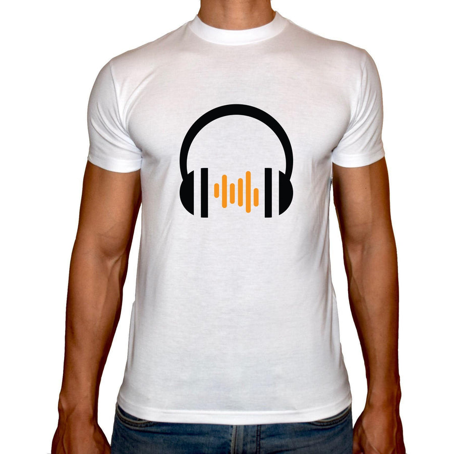 Phoenix WHITE Round Neck Printed T-Shirt Men(head phones) - 3alababak