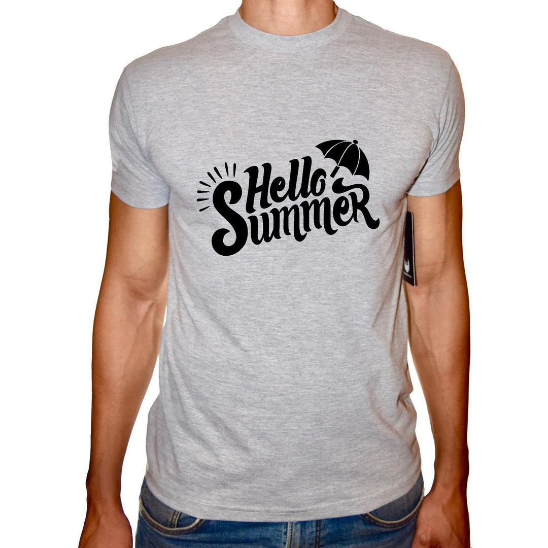 Phoenix GREY Round Neck Printed T-Shirt Men(hello summer) - 3alababak