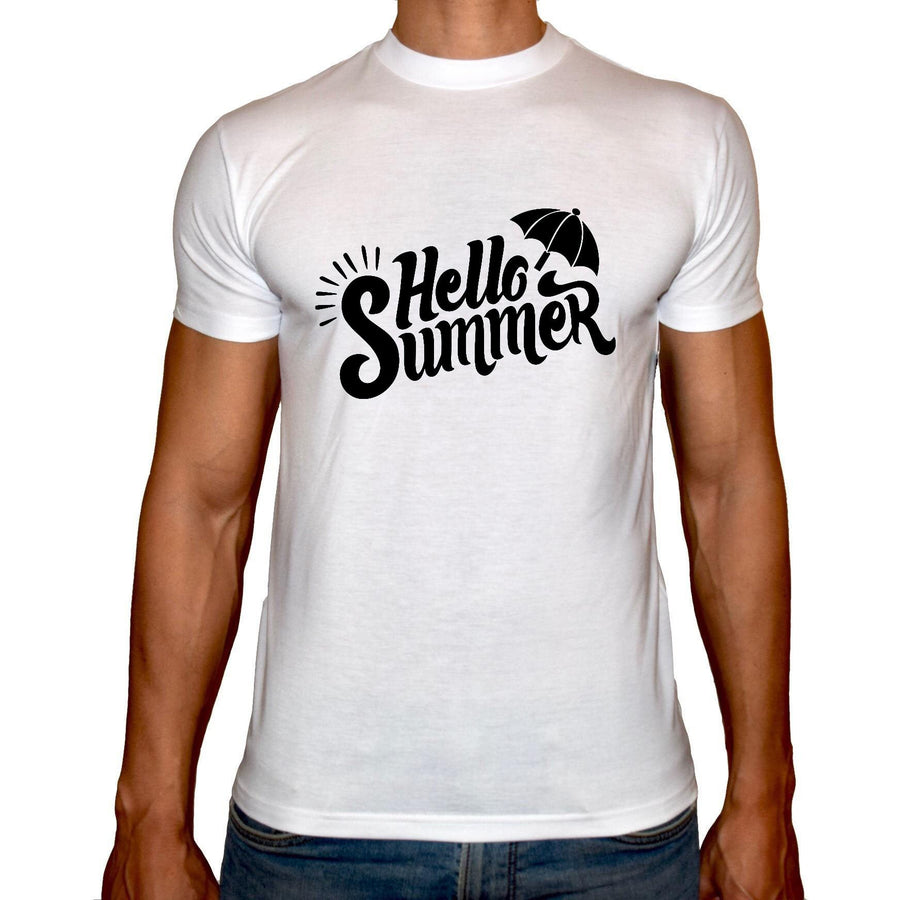 Phoenix WHITE Round Neck Printed T-Shirt Men(hello summer) - 3alababak