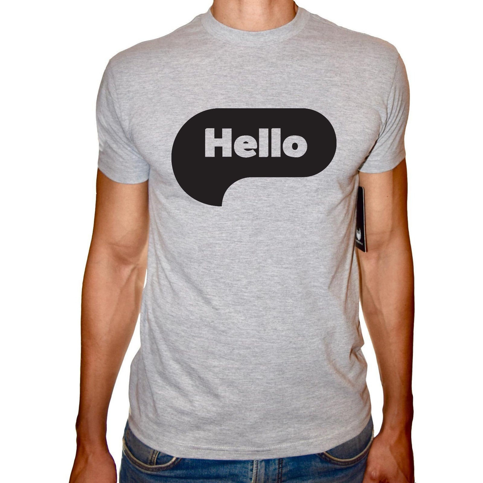 Phoenix GREY Round Neck Printed T-Shirt Men(hello) - 3alababak