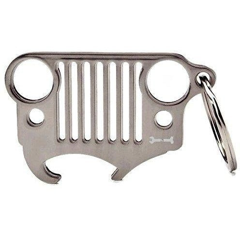 Nuoxinus Car Key Chain Ring, Jeep Grill Key Chain & Bottle Opener Silver - 3alababak