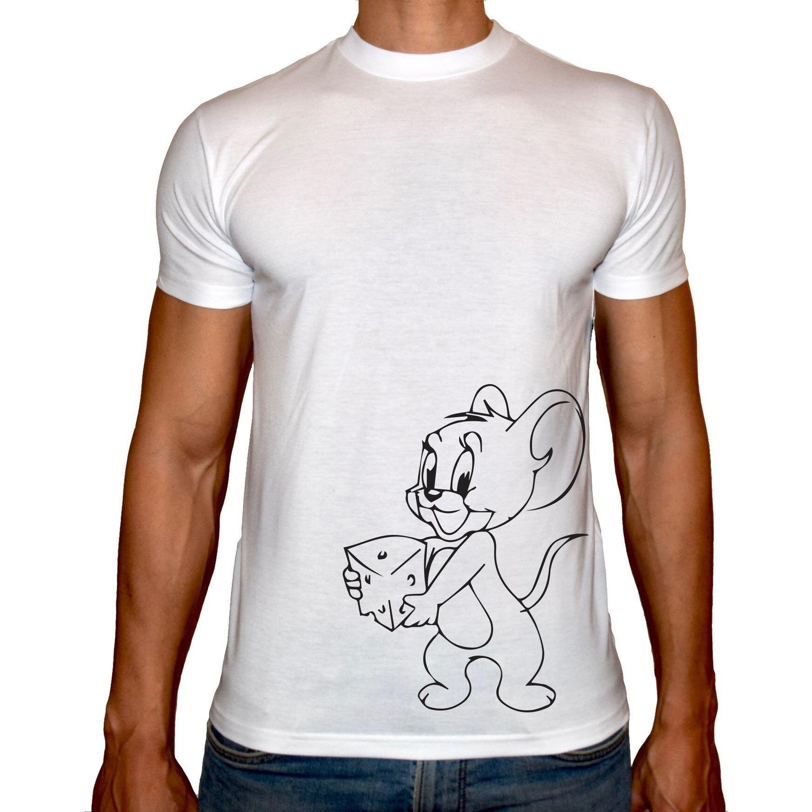 Phoenix WHITE Round Neck Printed T-Shirt Men(jerry) - 3alababak