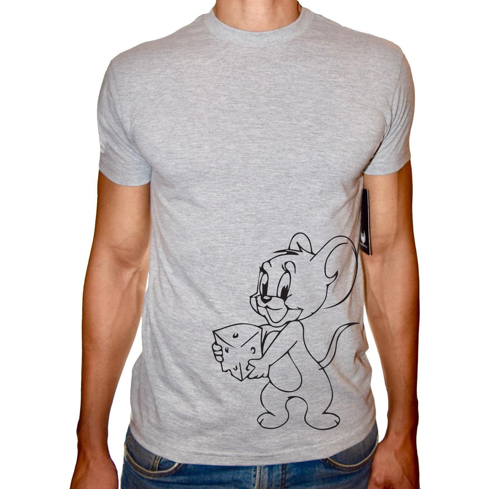 Phoenix GREY Round Neck Printed T-Shirt Men(jerry) - 3alababak