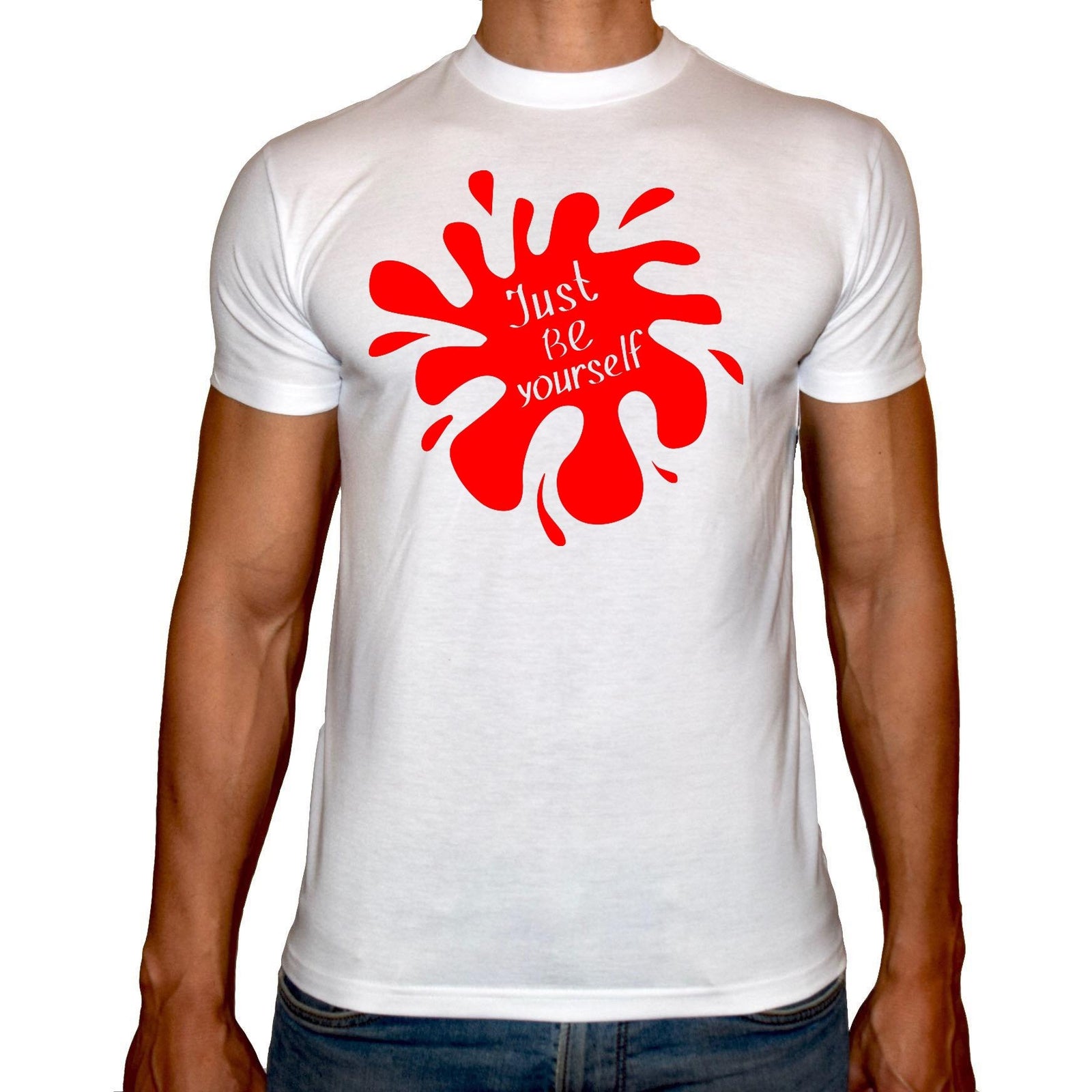 Phoenix WHITE Round Neck Printed T-Shirt Men(just be yourself) - 3alababak