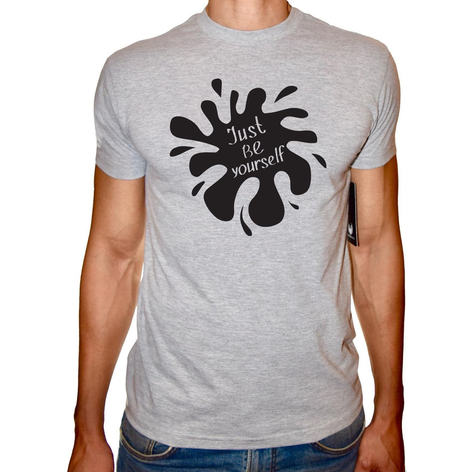 Phoenix GREY Round Neck Printed T-Shirt Men(just be yourself) - 3alababak