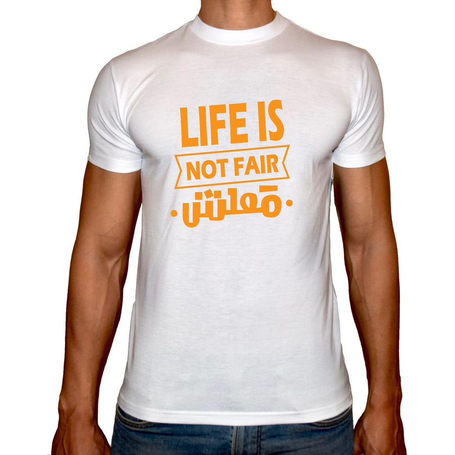 Phoenix WHITE Round Neck Printed T-Shirt Men(life is not fair) - 3alababak