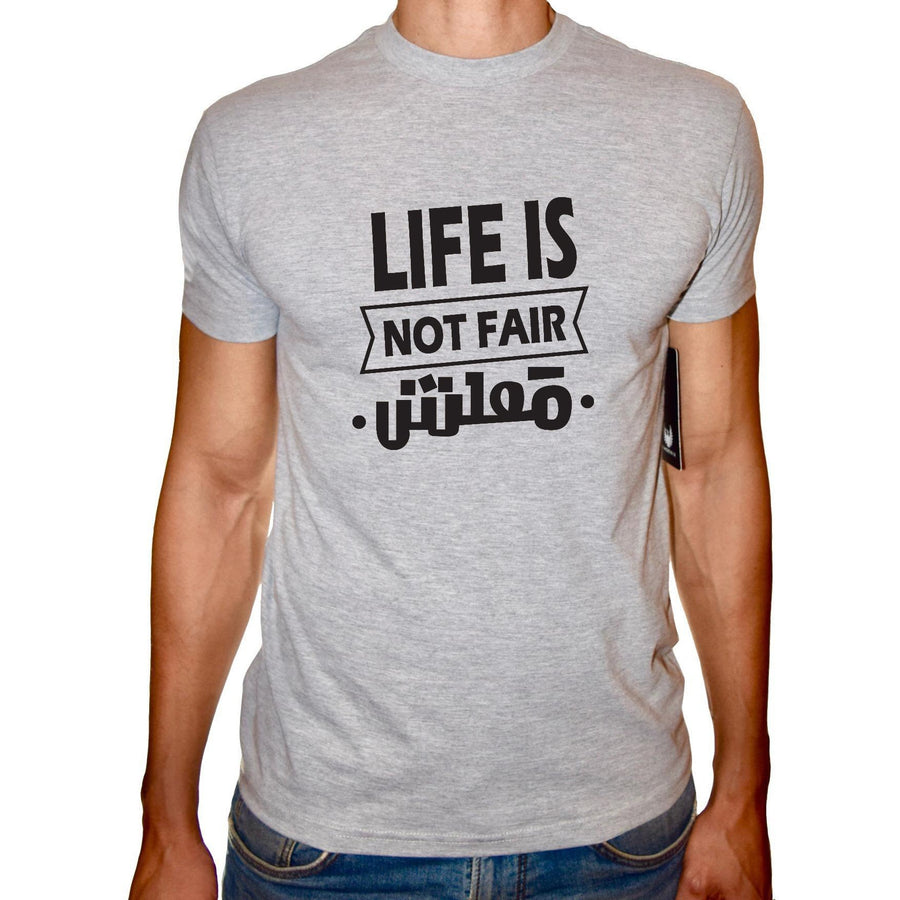 Phoenix GREY Round Neck Printed T-Shirt Men(life is not fair) - 3alababak