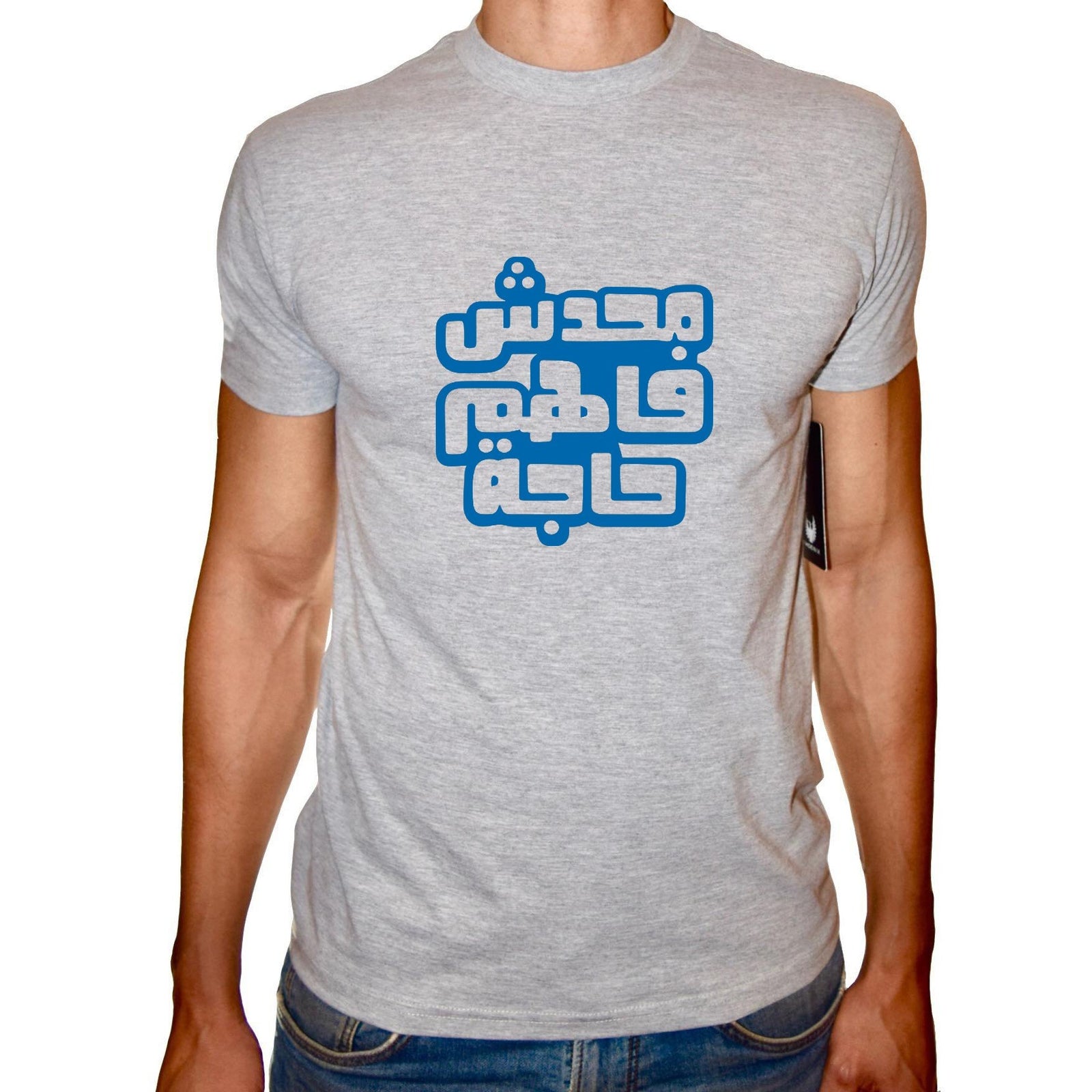 Phoenix GREY Round Neck Printed T-Shirt Men(m7dsh fahm 7aga) - 3alababak