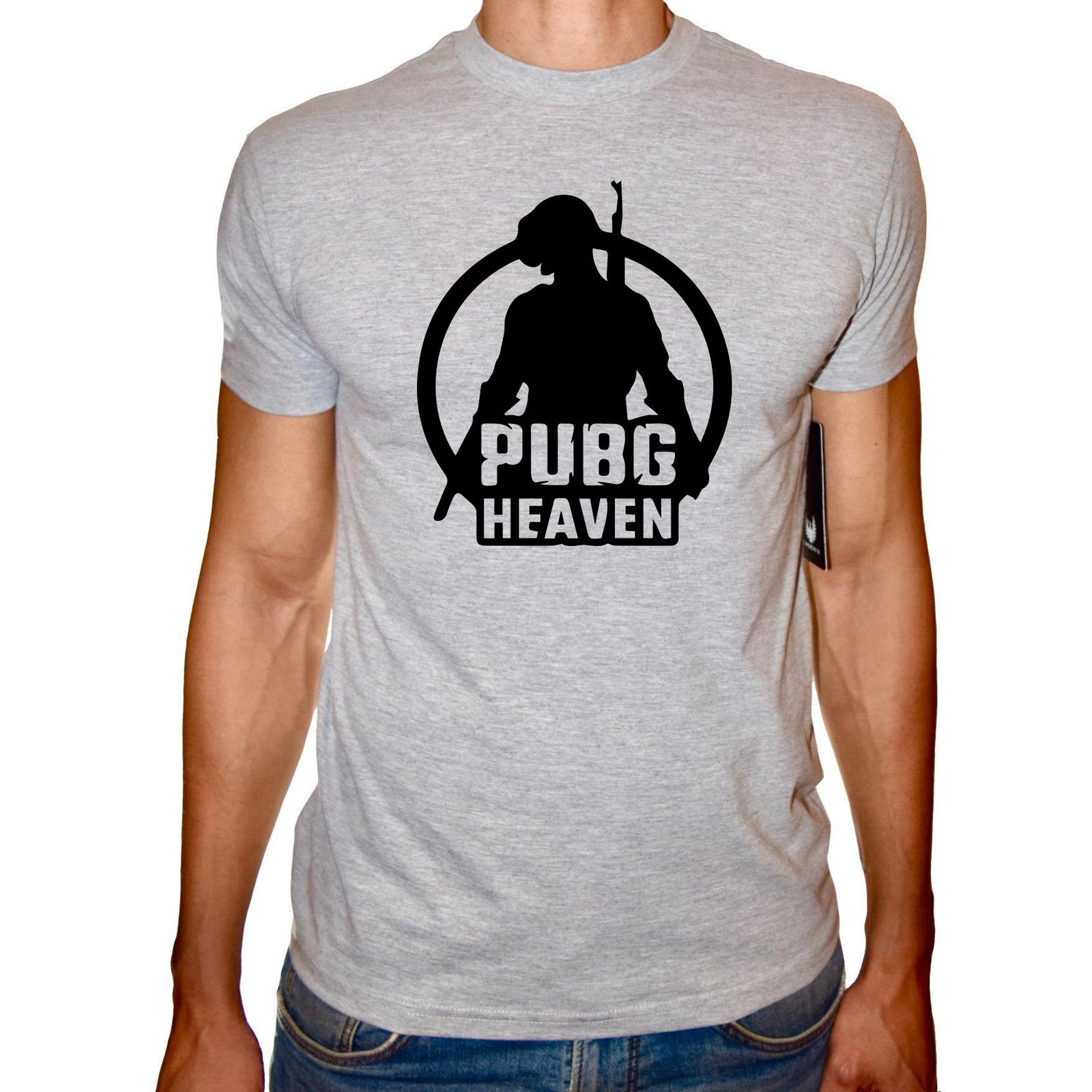 Phoenix GREY Round Neck Printed T-Shirt Men (PUBG HEAVEN) - 3alababak